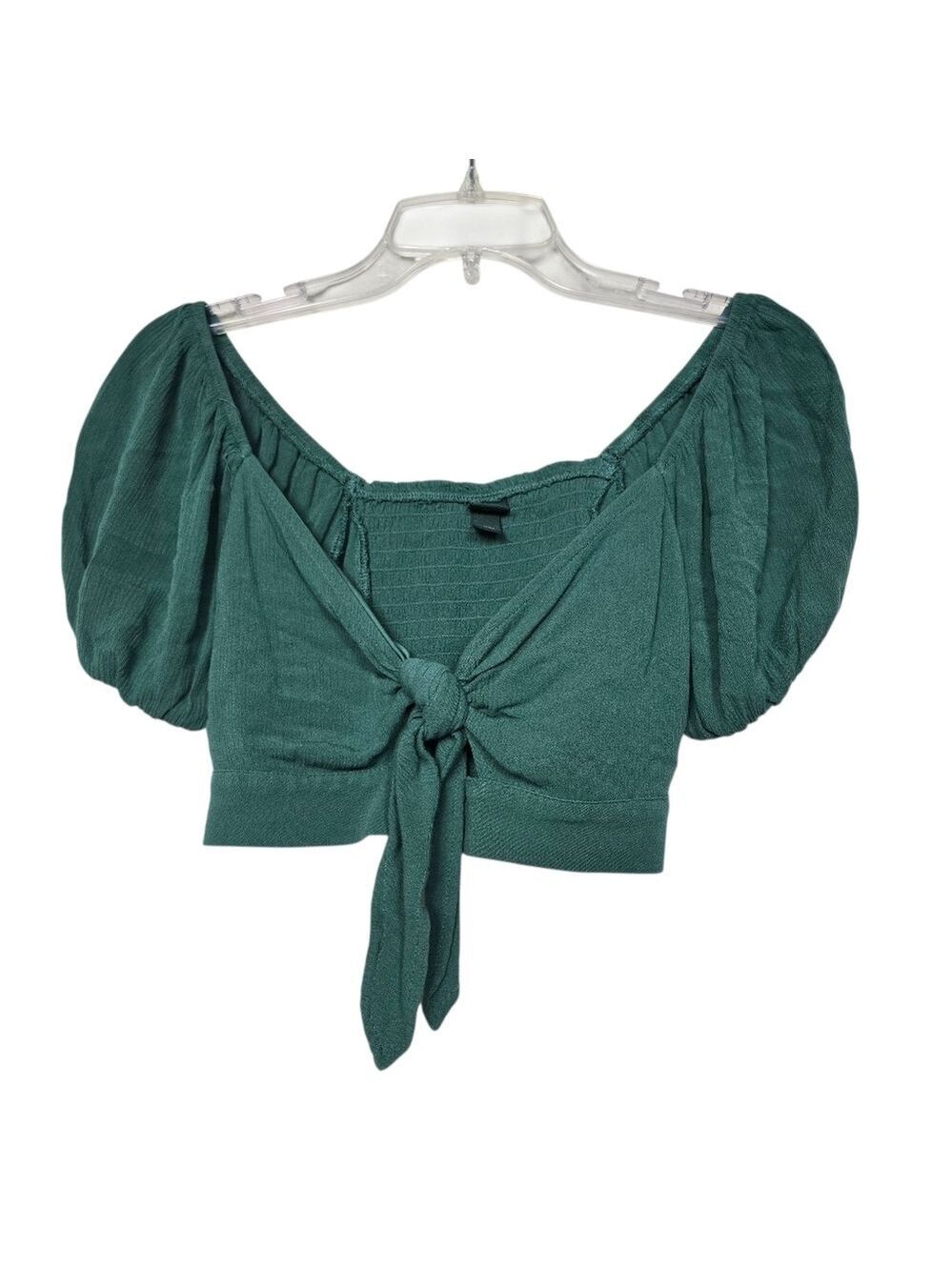 Wild Fable Green Puff Sleeve Crop Top S
